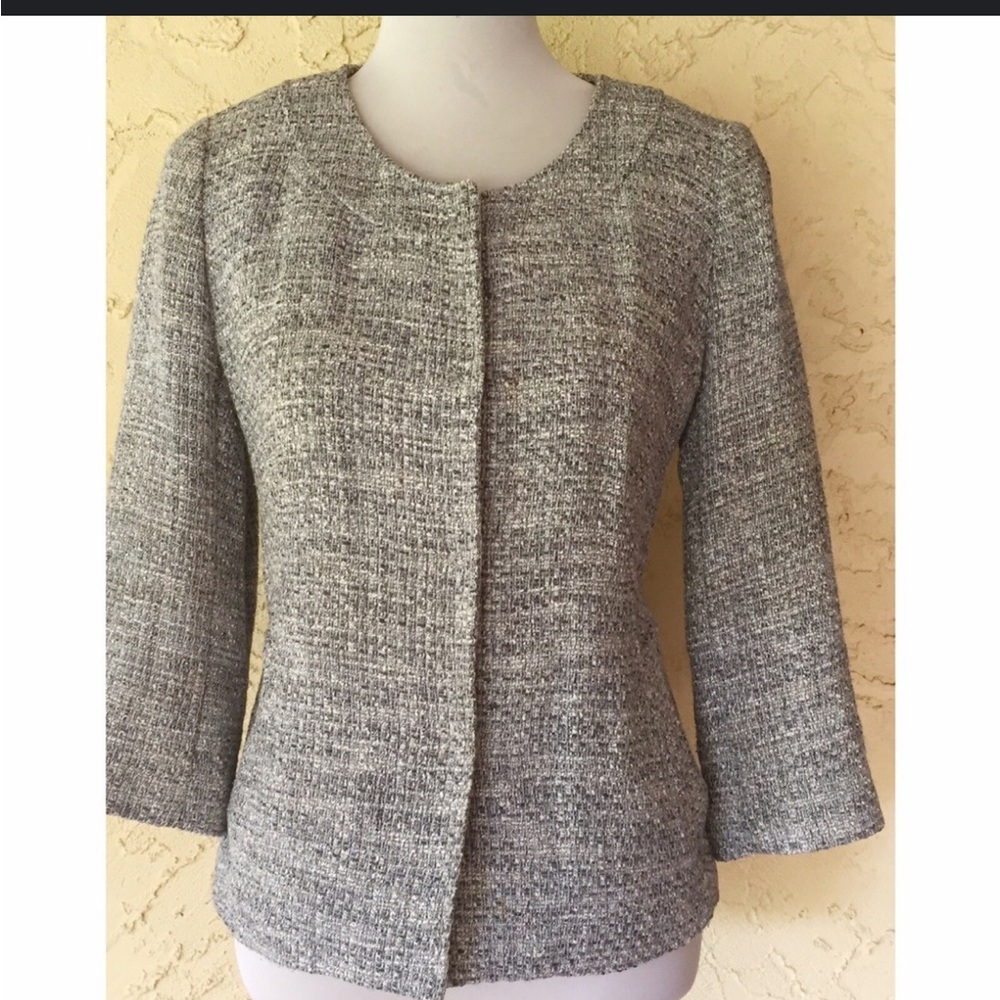J. Jill Gray Tweed 3/4 Sleeve Jacket